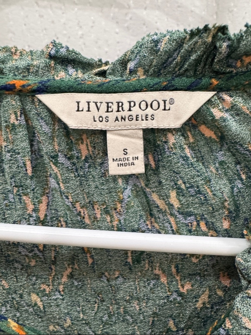 Liverpool Teal Green Patterned Tassel Peasant Top - Picture 3 of 3